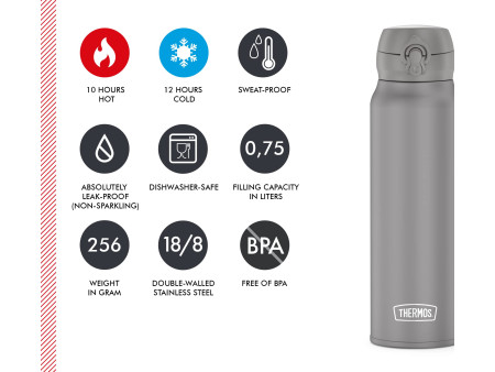 THERMOS Bouteille isotherme Ultralight, 0,75 l, gris