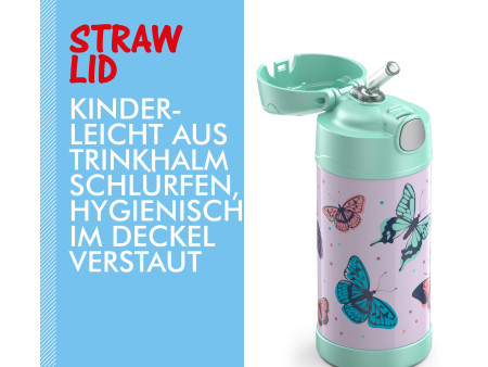 THERMOS Gourde isotherme FUNTAINER Straw Bottle, papillons
