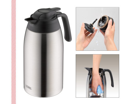 THERMOS Pichet isotherme THV, 2,0 litre, inox / noir
