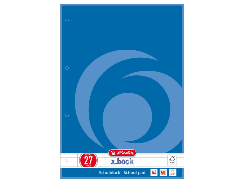 herlitz Bloc de cours x.book, A4, réglure 27 / ligné