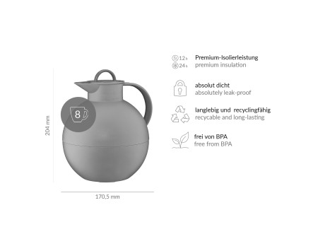 alfi Pichet isotherme KUGEL, 0,94 litre, gris foncé