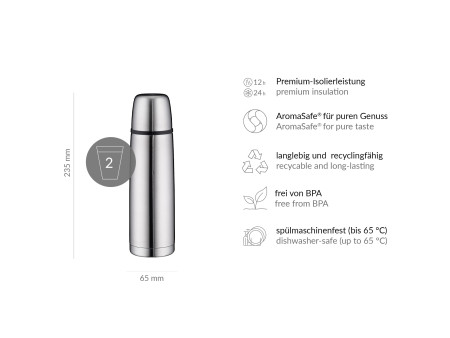 alfi Bouteille isotherme ISOTHERM PERFECT DV, 0,5 L, inox