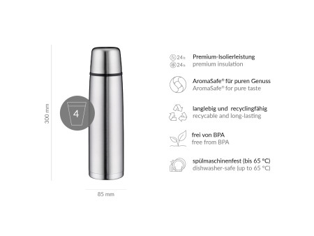 alfi Bouteille isotherme ISOTHERM PERFECT DV, 1 L, inox
