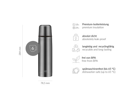 alfi Bouteille isotherme ISOTHERM PERFECT AV, 0,5 L, gris