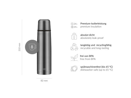alfi Bouteille isotherme ISOTHERM PERFECT AV, 0,75 L, gris