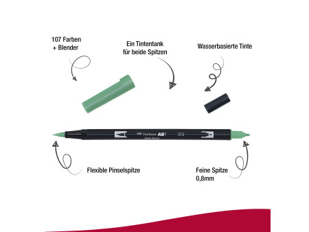 Tombow Feutre double pointe DUAL BRUSH PEN ABT, holley green