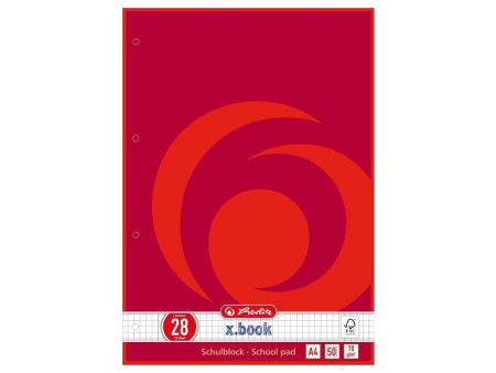herlitz Bloc de cours x.book, A4, réglure 28 / quadrillé