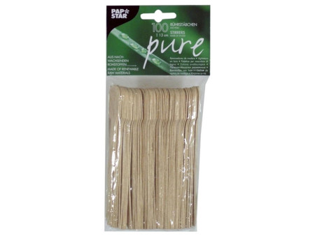 PAPSTAR Touillette 'pure', longueur, 130 mm, en bois