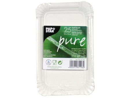 PAPSTAR Assiette en carton 'pure' rectangulaire, blanc