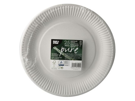 PAPSTAR Assiette en carton 'pure', rond, 260 mm, blanc