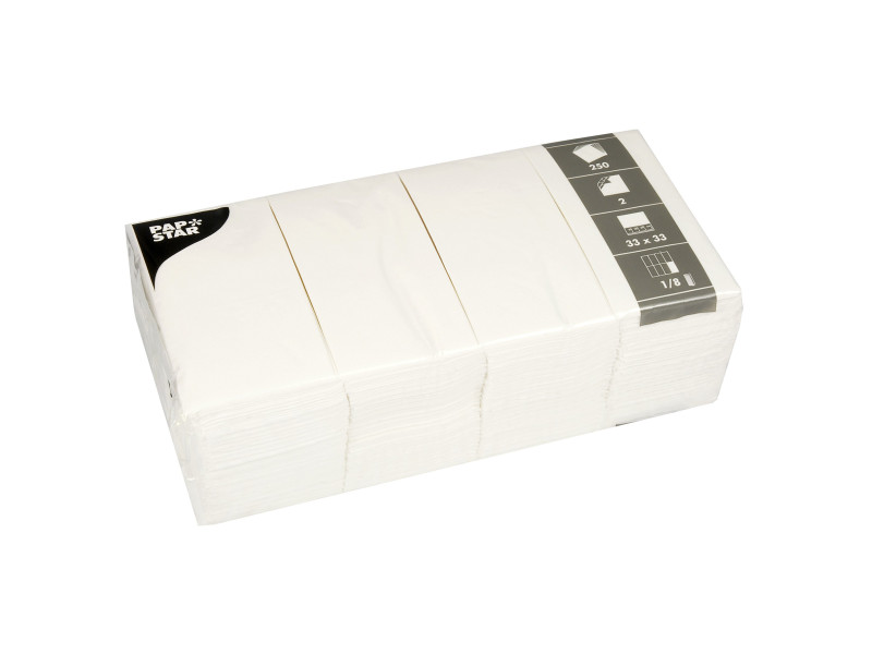 PAPSTAR Serviettes Bistro, 330 x 330 mm, 2 couches, blanc