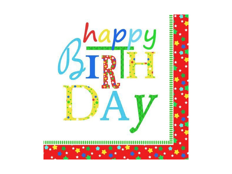 PAPSTAR Serviette à motif 'Happy Birthday', 330 x 330 mm