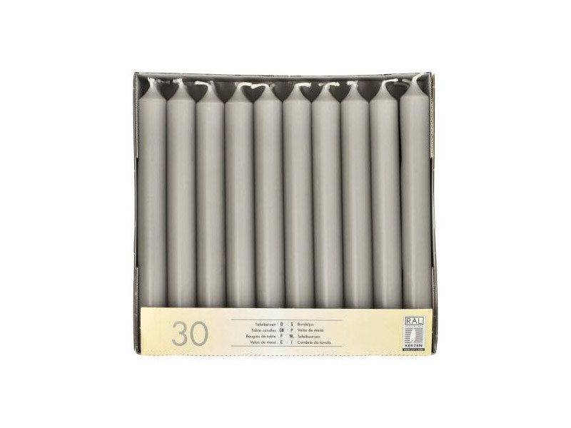 STARPAK Bougie de table, 21 mm, pack de 30, gris