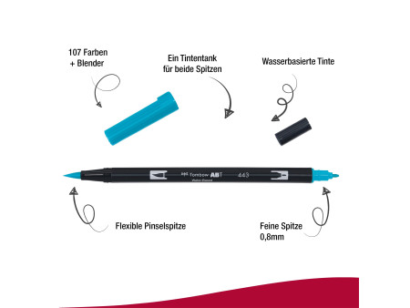 Tombow Feutre double pointe 'DUAL BRUSH PEN ABT', turquoise