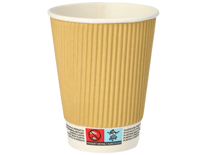 PAPSTAR Gobelet en carton 'pure' Ripple Wall, 0,3 l, beige