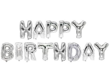 PAPSTAR Set de ballons en film 'Happy Birthday', argent