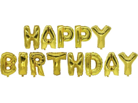 PAPSTAR Set de ballons en film 'Happy Birthday', or