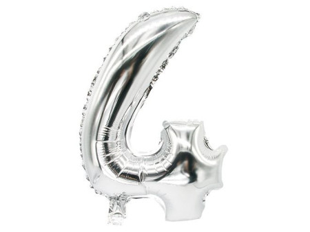 PAPSTAR Ballon en film 'Chiffres', chiffre: 4, argent