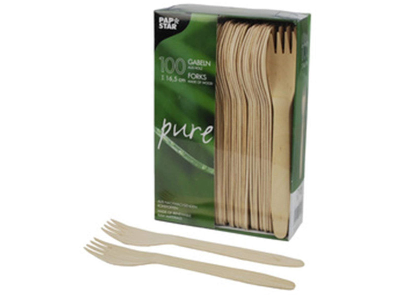 PAPSTAR Fourchette en bois 'pure', longueur: 165 mm, par 500