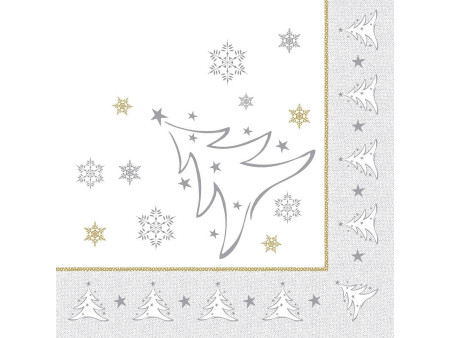 PAPSTAR Serviette à motif de Noël 'X-Mas Elegance', argent