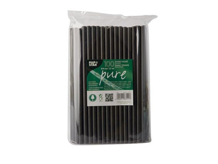 PAPSTAR Paille en papier 'pure', 210 mm, noir