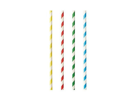 PAPSTAR Paille en papier 'Stripes', 210 mm, assorti