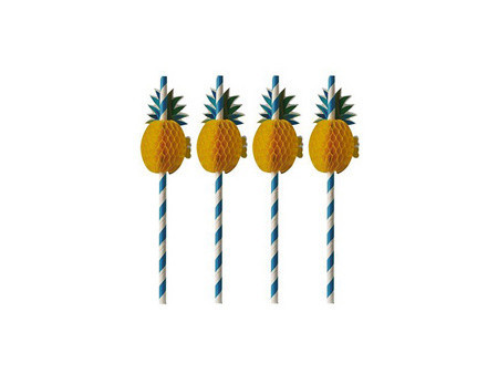 PAPSTAR Paille en papier 'Ananas', 200 mm, bleu/blanc