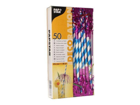 PAPSTAR Paille en papier 'Feu d'artifice', 200mm, bleu/blanc