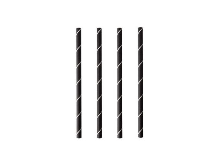 PAPSTAR Paille en papier 'pure', 150 mm, noir / blanc