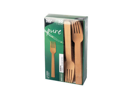 PAPSTAR Fourchette en bambou 'pure', longueur: 165 mm, par50