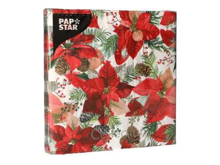 PAPSTAR Serviette à motif de Noël 'Winter Poinsettia'