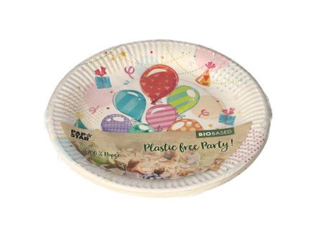 PAPSTAR Assiette en carton 'Fête', rond, 230 mm