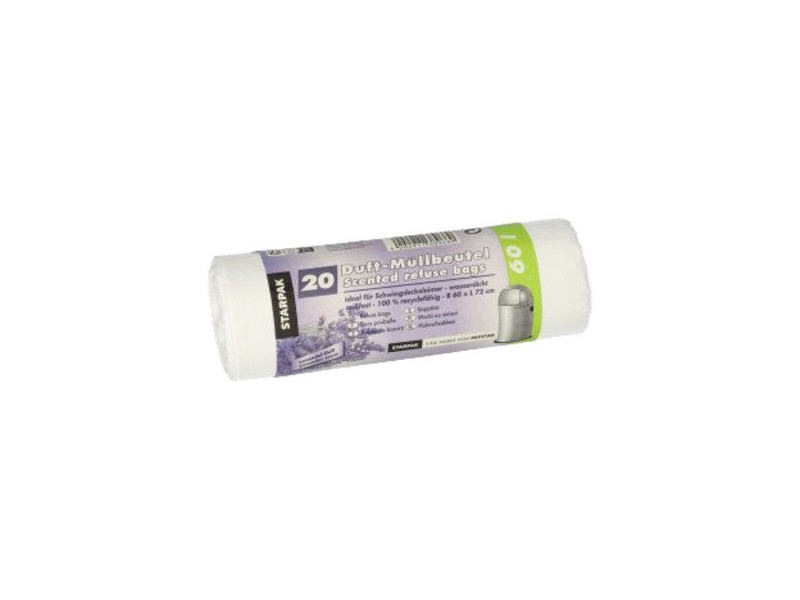 STARPAK Sac poubelle parfumé, LDPE, 30 litres, gris