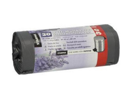 STARPAK Sac poubelle parfumé, LDPE, 30 litres, gris
