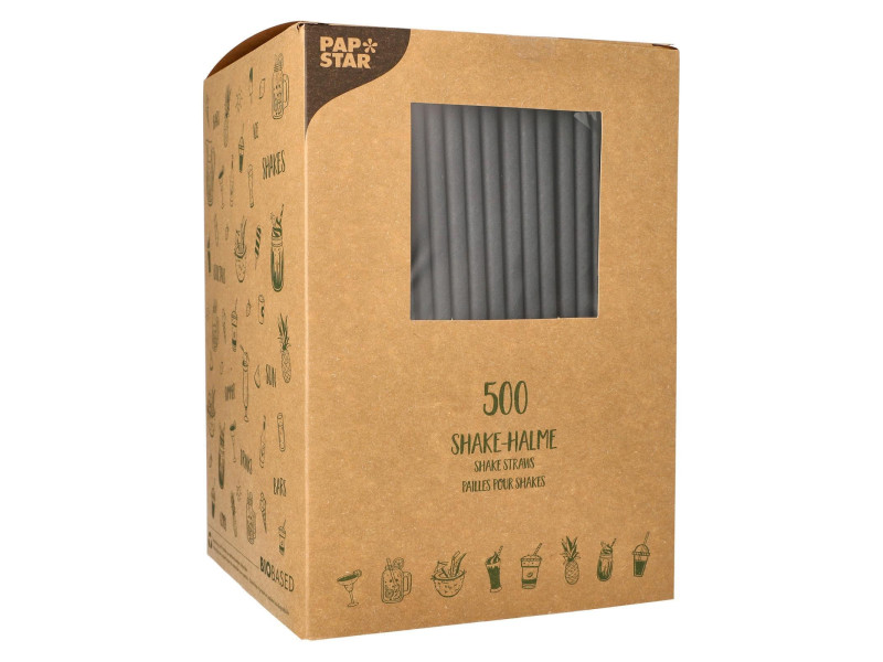 PAPSTAR Paille en papier 'pure', 250 mm, noir