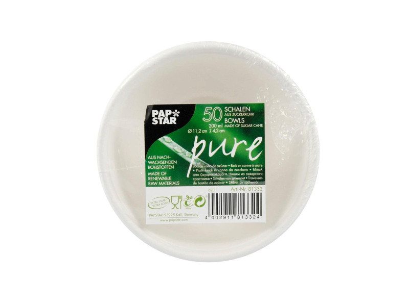 PAPSTAR Coupelle en canne à sucre 'pure', 200 ml, blanc