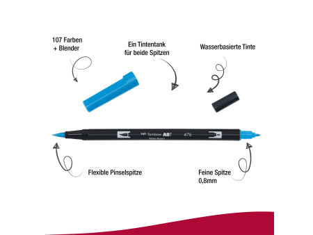 Tombow Feutre double pointe 'DUAL BRUSH PEN ABT', cyan