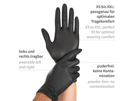 HYGOSTAR Gant en nitrile 'DARK', S, noir