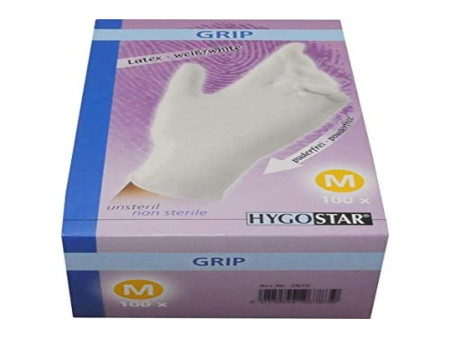 HYGOSTAR Gants en latex 'GRIP', M, blanc