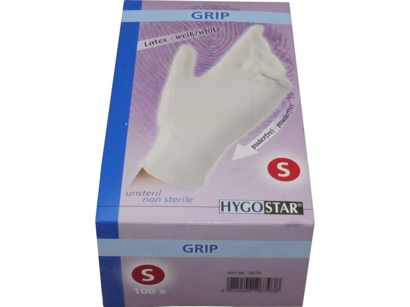 HYGOSTAR Gants en latex 'GRIP', S, blanc