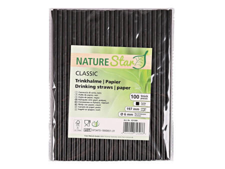 NATURE Star Paille en papier CLASSIC, 197 mm, noir