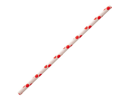 NATURE Star Paille en papier, 197 mm, à pois rouge / blanc