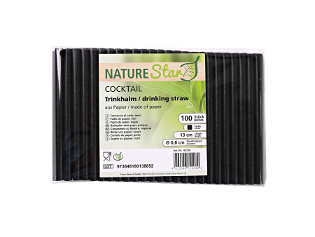 NATURE Star Paille en papier 'Cocktail', 130 mm, noir