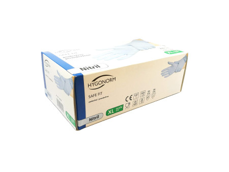 HYGONORM Gant nitrile SAFE FIT, XL, sans poudre, bleu