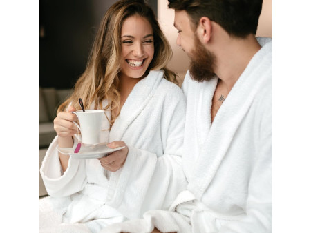 HYGOSTAR Peignoir de bain à col châle, taille XL, blanc