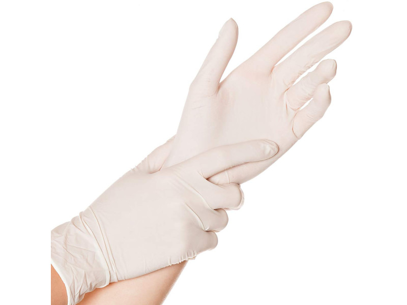 HYGOSTAR Gant latex SKIN, S, poudré, blanc