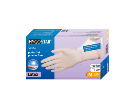 HYGOSTAR Gant en latex Sense, M, naturel, sans poudre