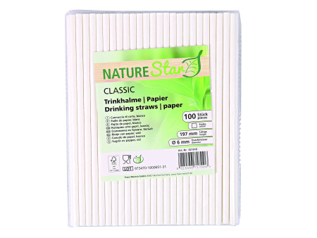 NATURE Star Paille en papier CLASSIC, 197 mm, blanc
