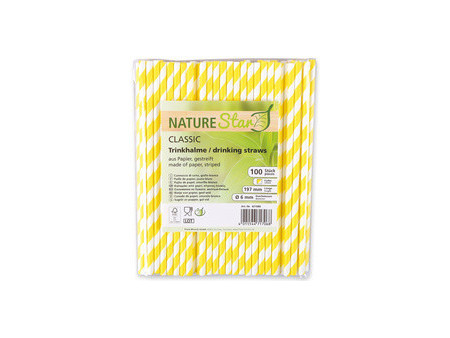 NATURE Star Paille en papier, 197 mm, rayé noir/blanc