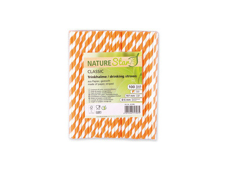 NATURE Star Paille en papier, 197 mm, rayé jaune/blanc